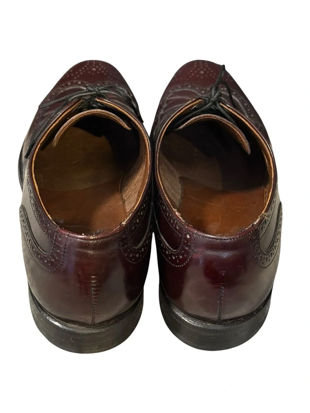 Bostonian USA Made Leather Longwing Wingtip Brogue Oxfords Burgundy 10 1/2 D